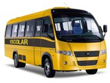 Ônibus escolares com capacidade para 45 passageiros.